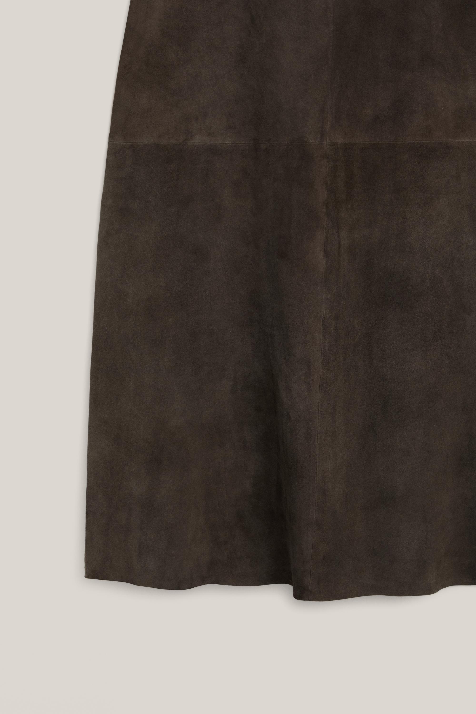 Suede leather midi dress with asymmetric neckline - LIMITED EDITION